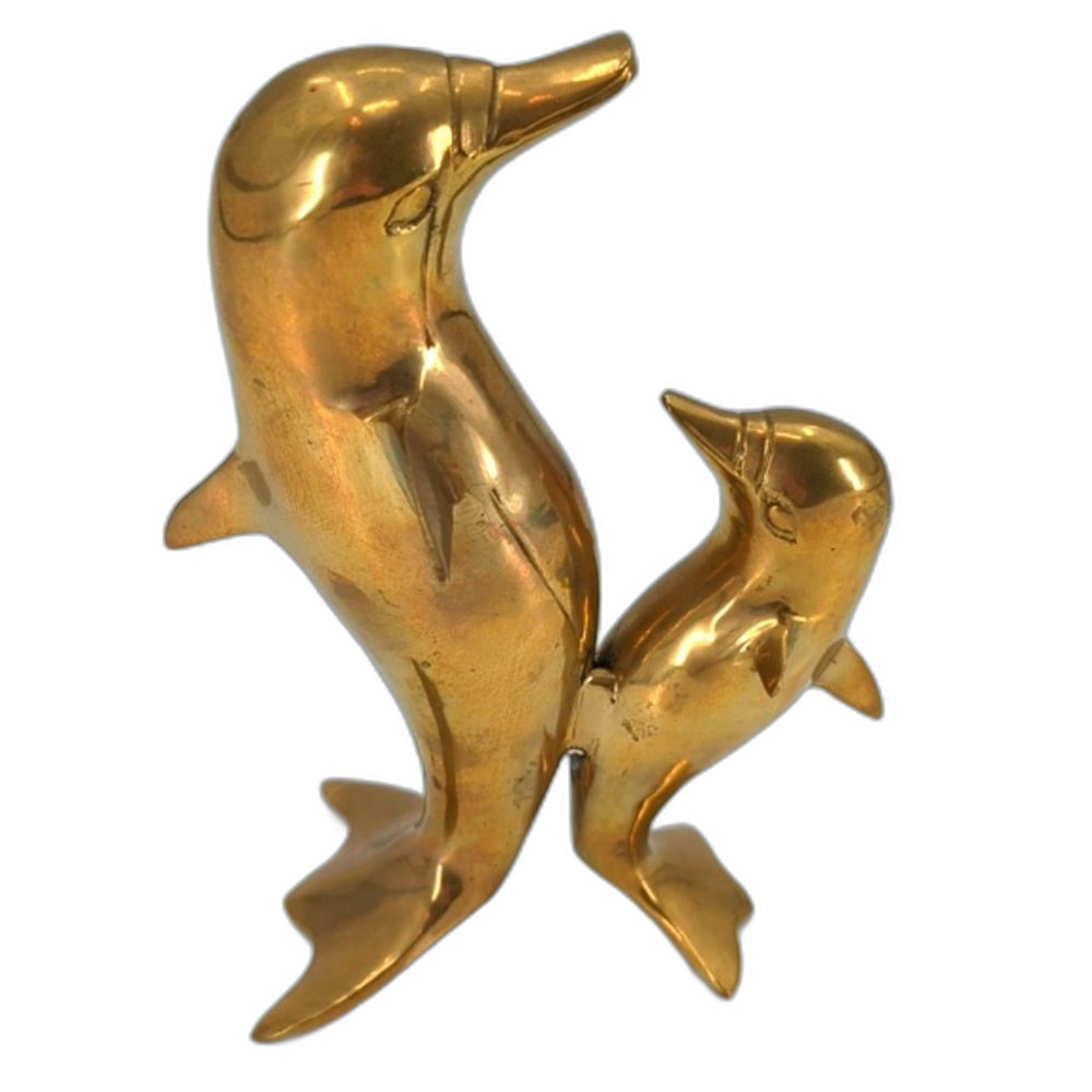 Mid Century Modern Brass Dolphins Vintage Ocean Sea Whimsical Beach Decor India